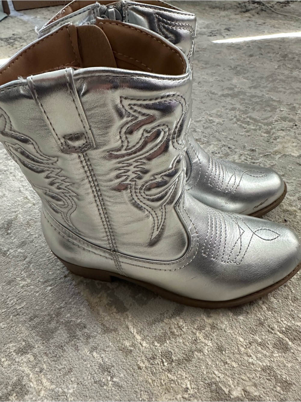 Soda Metallic Silver Kids Western Boots 13 - Picture 2 of 4